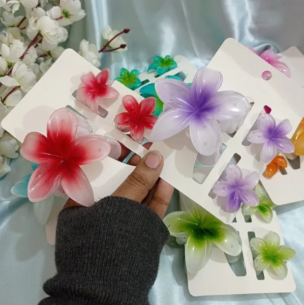 3 pcs Candy Color Flower Claw Hair Clip Set